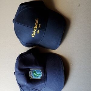 2 black ball caps, Club Cadet & Bass 100 cotton adjustable